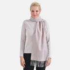 100% Wool Solid Warm Scarf (Size 160x30 cm) - Grey
