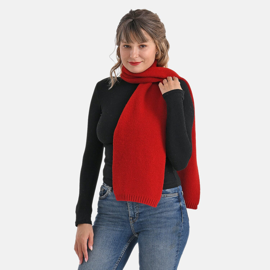 100% Wool Cosy Winter Scarf (150 x 21cm) - Red