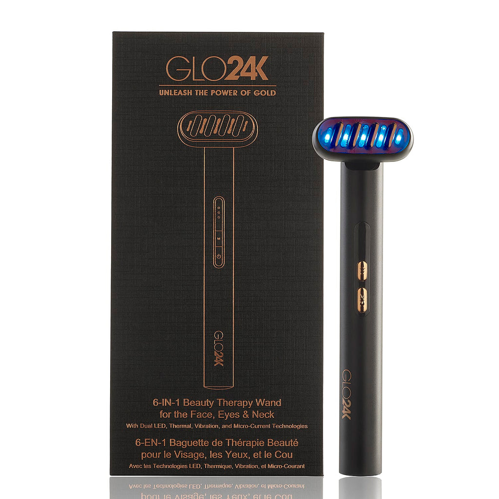 LOWEST EVER PRICE - Glo24K 6-IN-1 Facial Therapy Wand - Dual LED (Red & Blue Light)