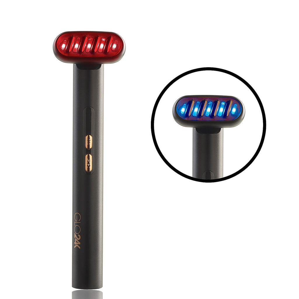 LOWEST EVER PRICE - Glo24K 6-IN-1 Facial Therapy Wand - Dual LED (Red & Blue Light)