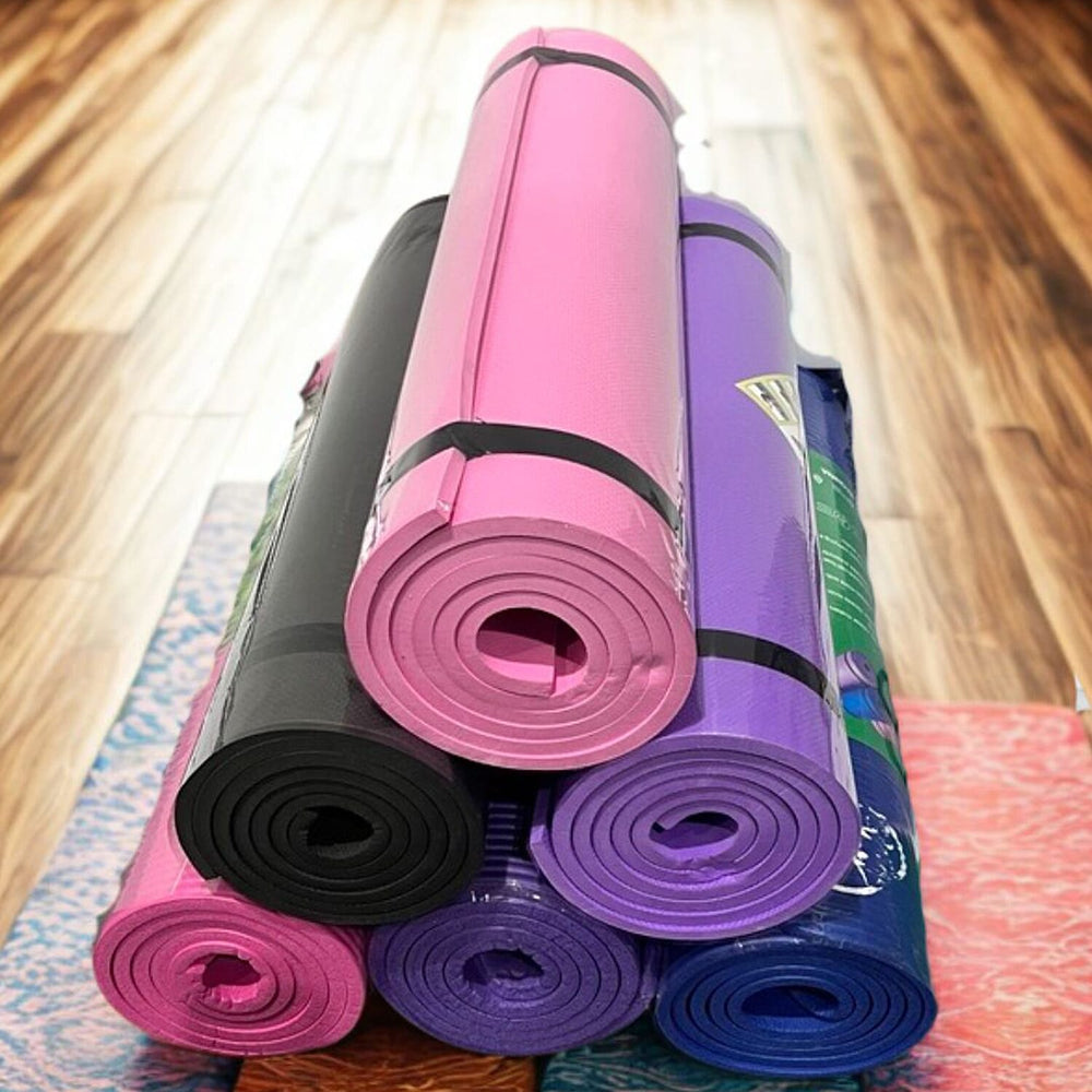 Yoga Mat Used for Pilates, Fitness, Home Exercise and Stretching - Strips Purple