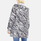 Zebra Pattern Water Resistant Hooded Rain Jackets (Size 18) - Black and White