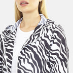 Zebra Pattern Water Resistant Hooded Rain Jackets (Size 18) - Black and White