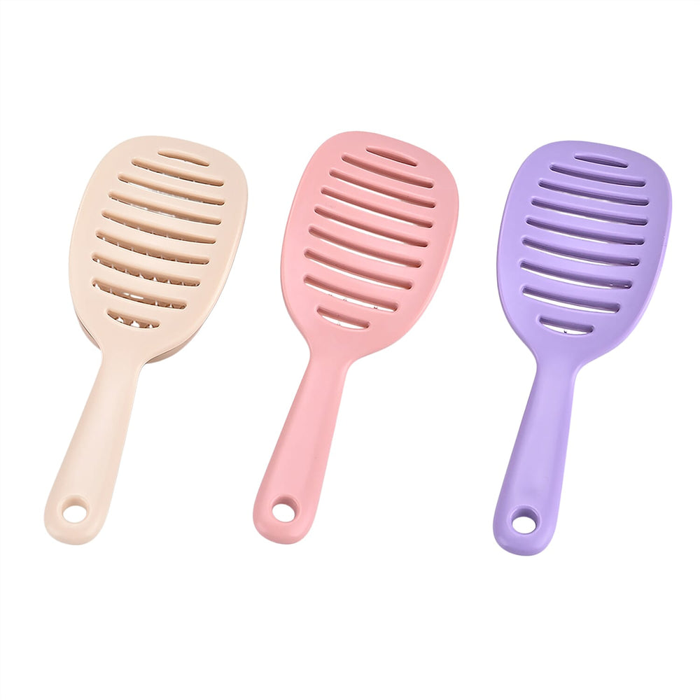 THE BEST VALUE OFFER 2025 - Self-Cleaning and hair detangling Hair Brush Set - Pink, Purple - Cream PACK OF 3