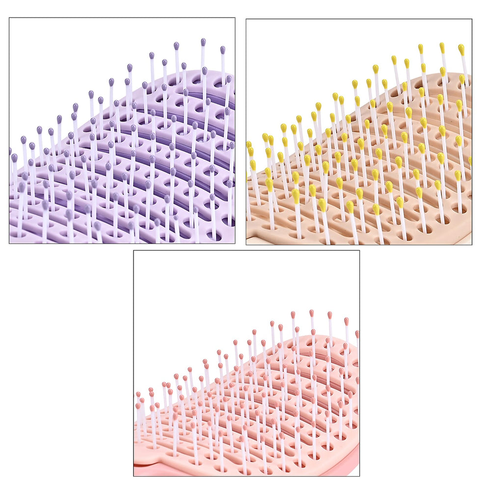 THE BEST VALUE OFFER 2025 - Self-Cleaning and hair detangling Hair Brush Set - Pink, Purple - Cream PACK OF 3