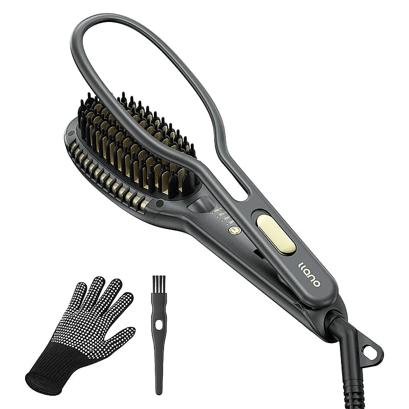 BEAUTY CLOSEOUT OFFER - llano Hair Straightener and Styling Brush (30 Million Ions) - Silver