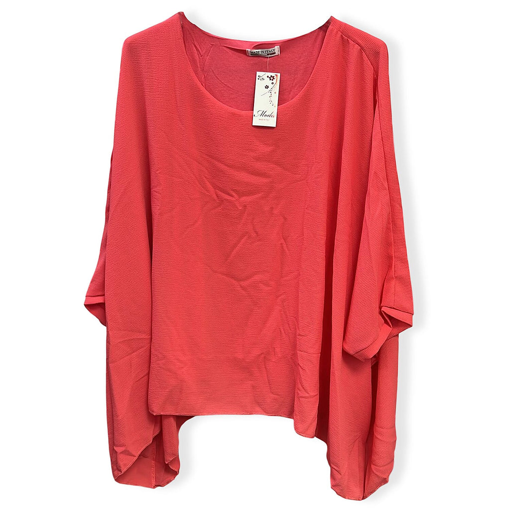 Pure And Nature Plain Batwing Floaty Top With Lining (One size) - Coral