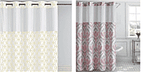 set of 2 - White Prism Patterned Shower Curtain and Coral French Damask Shower Curtain