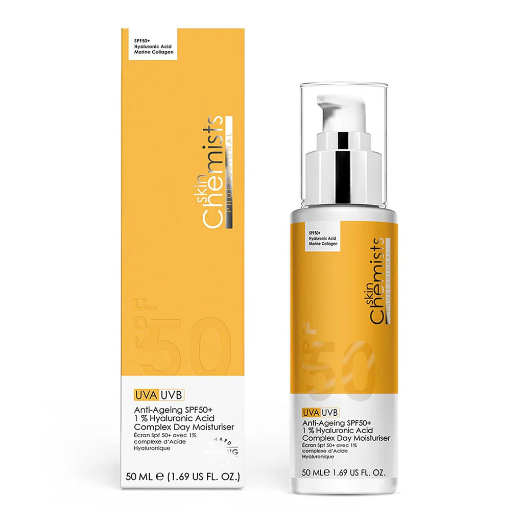 SkinChemists- All In One Skincare - Anti-Ageing SPF50 1% Hyaluronic Acid Day Moisturiser