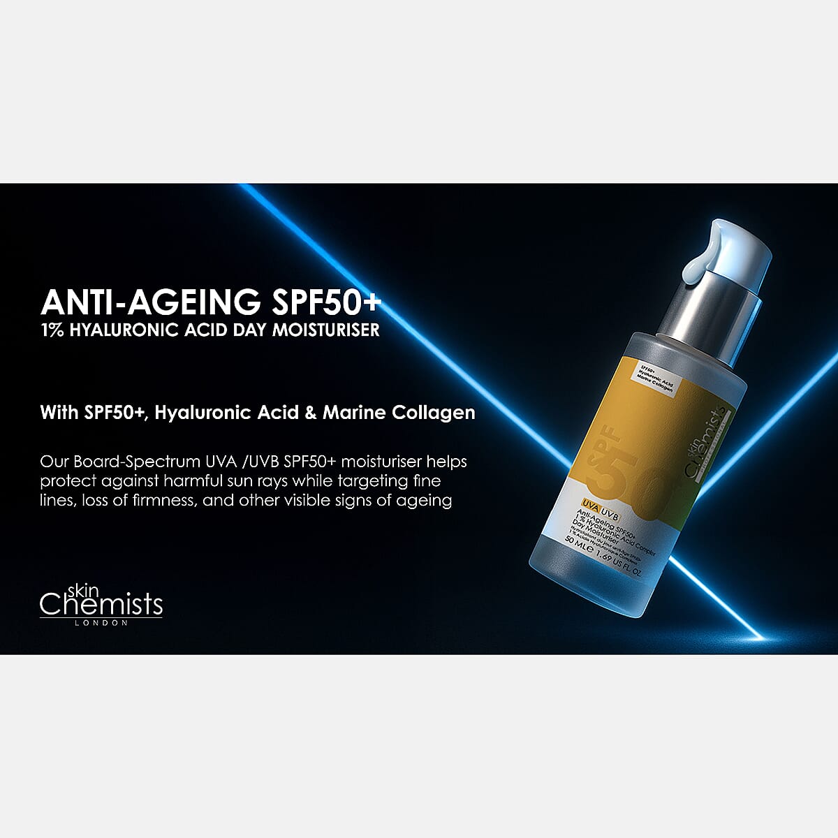 SkinChemists- All In One Skincare - Anti-Ageing SPF50 1% Hyaluronic Acid Day Moisturiser