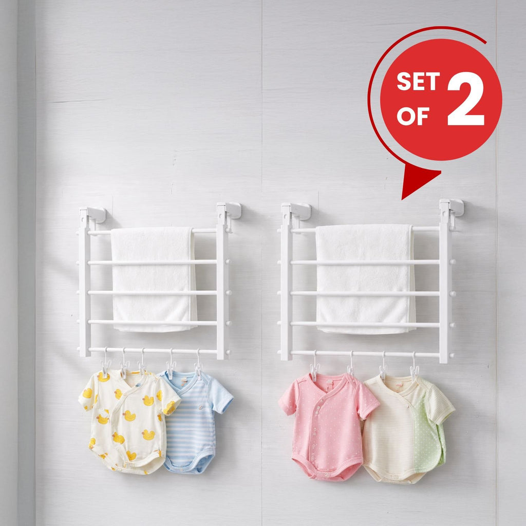 Set of 2 Foldable Wall-Mounted Laundry Racks
