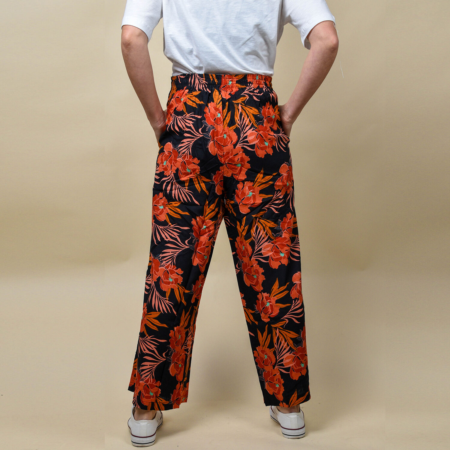 100% Viscose Flower Print Palazzo (Size 12) - Navy