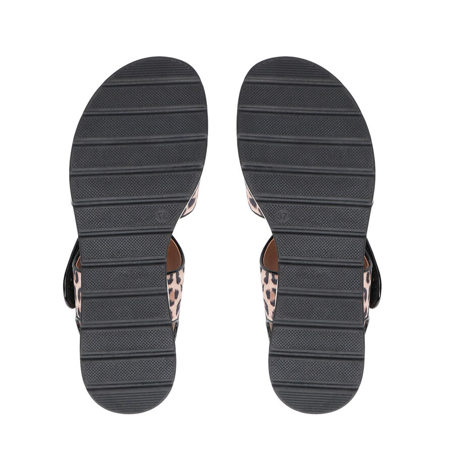 CAPRICE Comfortable Leopard Pattern Flat Sandal (Size 5) - Sand