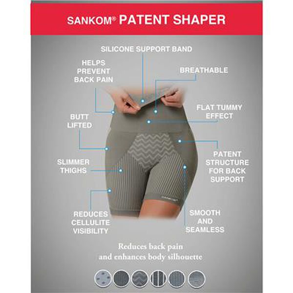 SANKOM SWITZERLAND Patent Aloe Vera Fibres Posture Correction Shapers Shorts - Black (UK Size XS- 4-6)