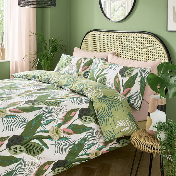 Kate Merritt Tropical Garden Cotton Duvet Cover Sets King - Green & Multi