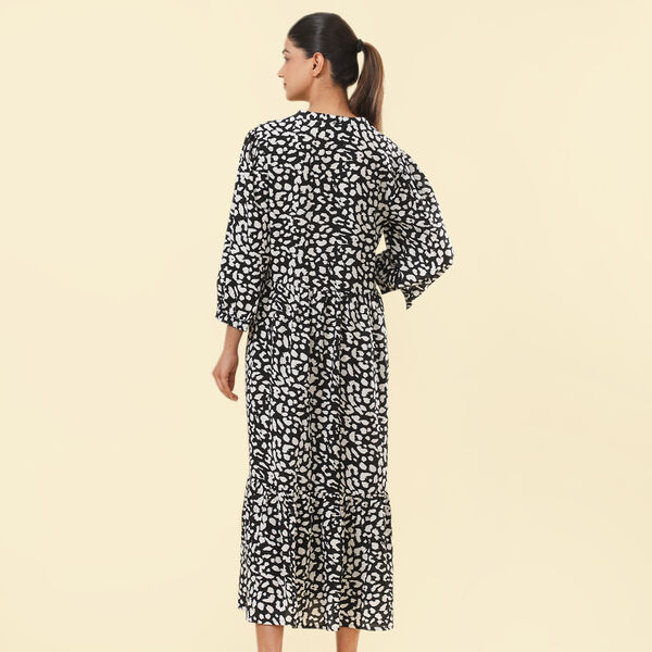 TAMSY Leopard Pattern Dress (Size S, 8-10) - Black