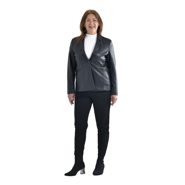 Tamsy Long Sleeves Blazer with Notched Lapel Collar - Black