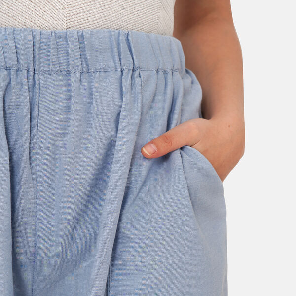 TAMSY 100% Cotton Wide Leg Pant (Size S) - Light Blue