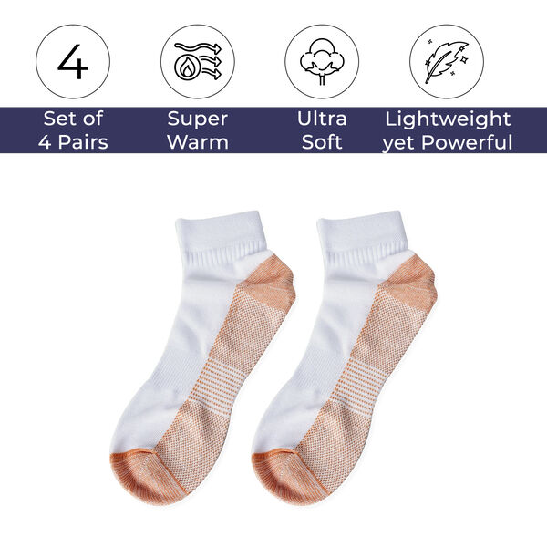 4 Pairs Antibacterial Copper Infused Compression Socks (Size S-M, 5-10) - Multi
