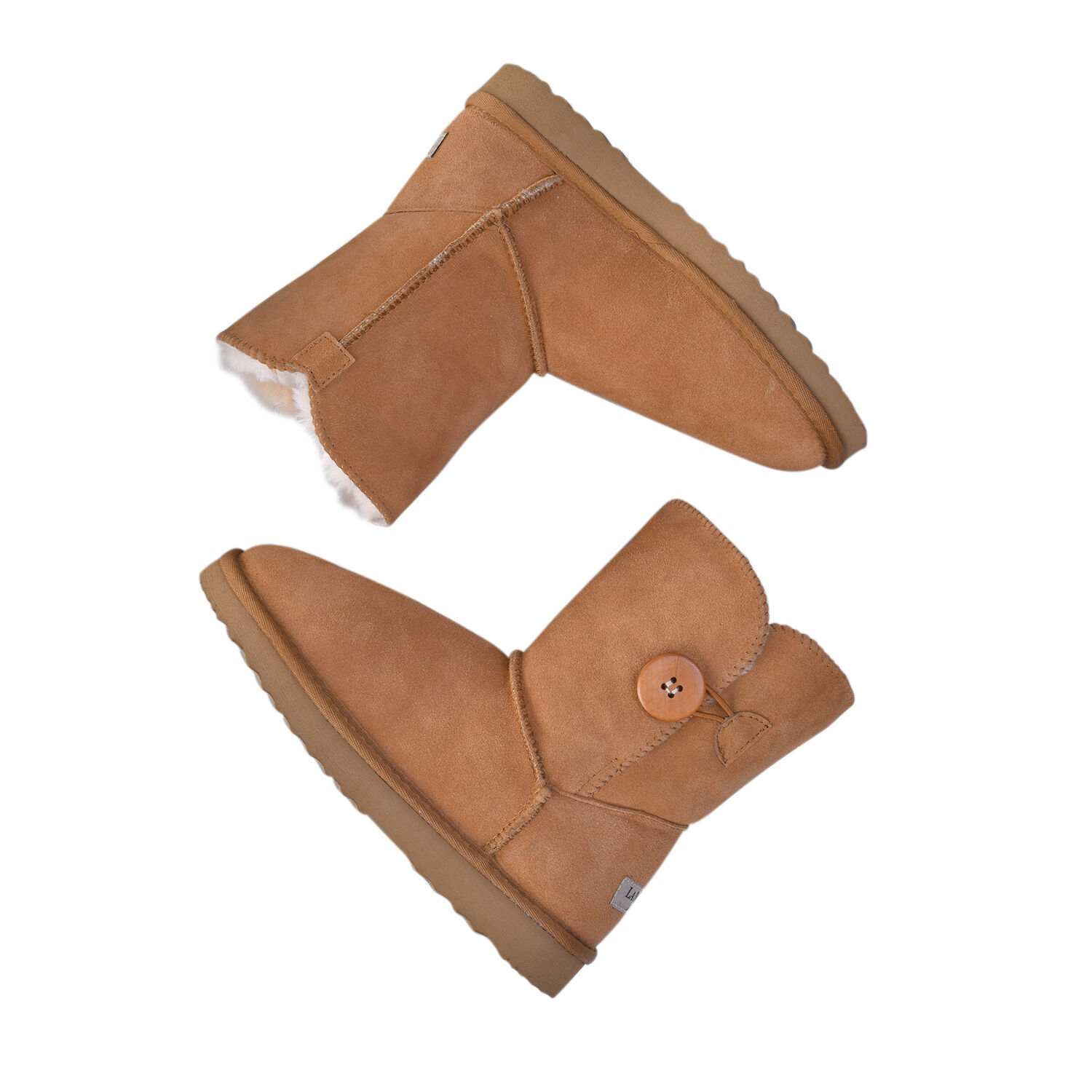 LA MAREY Genuine Suede & Faux Fur Lined Boots (Size 5) - Light Brown