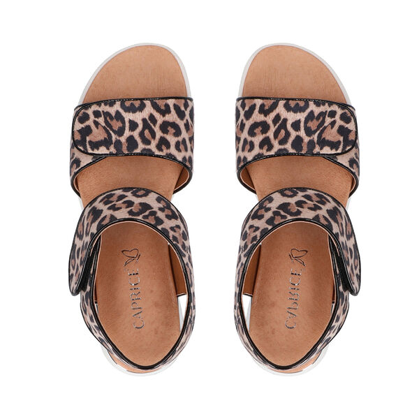 CAPRICE Comfortable Leopard Pattern Flat Sandal (Size 5) - Sand