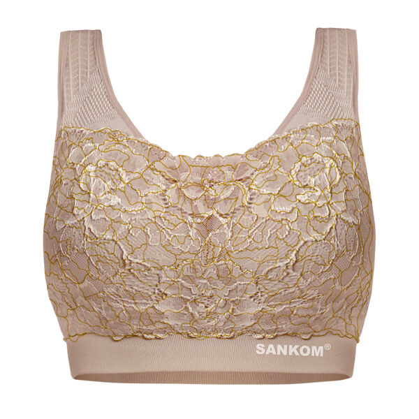3 Piece Set - SANKOM SWITZERLAND Patent Classic with Lace Bra (Size XS - 6) Including Black-Silver, Navy-Silver & Beige-Gold