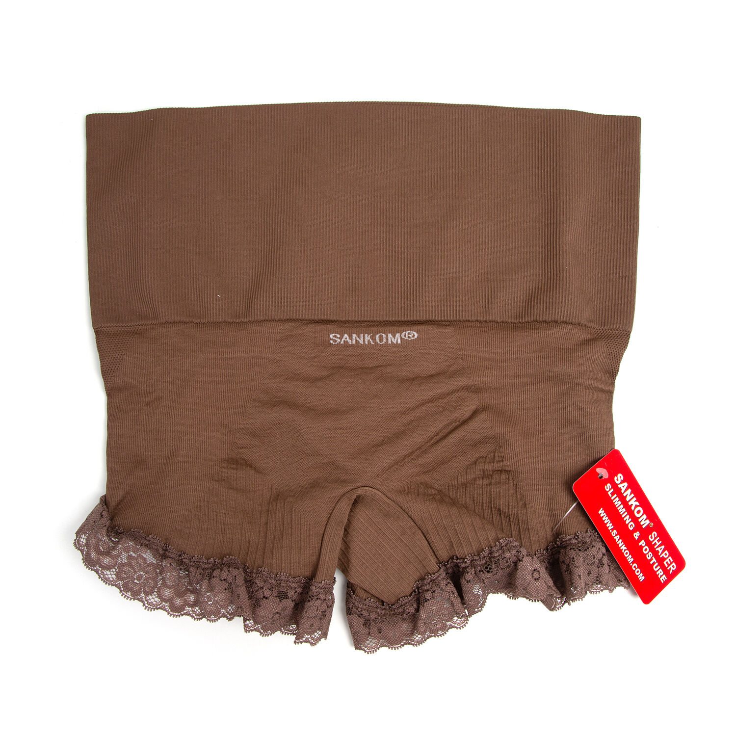 3 Piece Set- Sankom Functional Patent Body Shaper Briefs  with Lace (Size L-XL) (Size 16 to18)- Colour Dark Blue, Taupe Brown and Garnet Pink