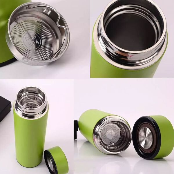 Hot and Cold Flask with Tea Infuser (Size 23x6cm - 500ml) - Neon Green