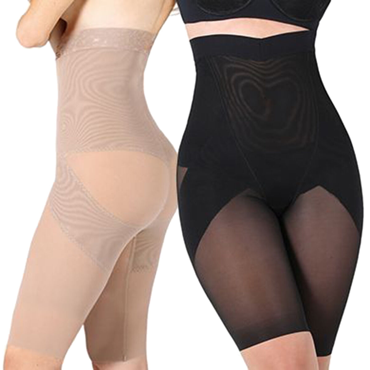 Set of 2 - Slim n Lift Silhouette Shaper with Lace (Beige/Black) -  Large