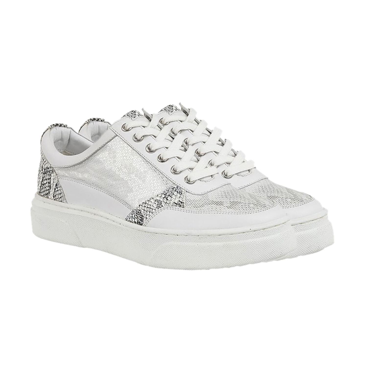 Lotus Stressless Leather Venice Lace-Up Trainers in White Colour