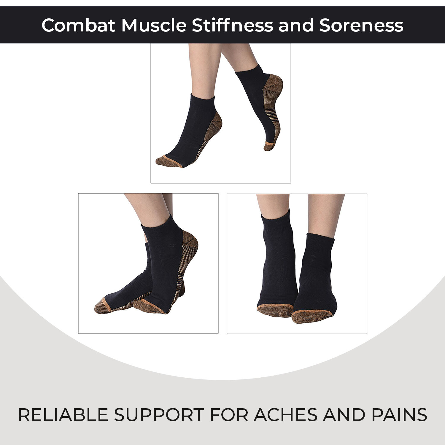 Set of 4 - Copper Infused Socks - Beige Light Grey Black & White