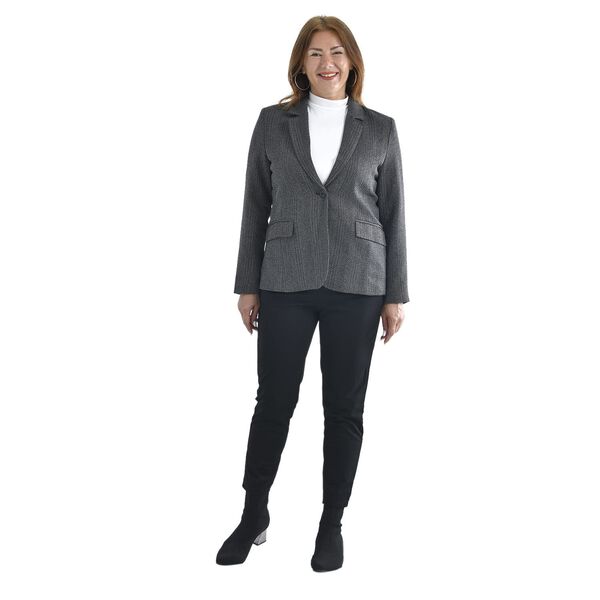 TAMSY Long Sleeves Blazer with Notched Lapel Collar - Grey