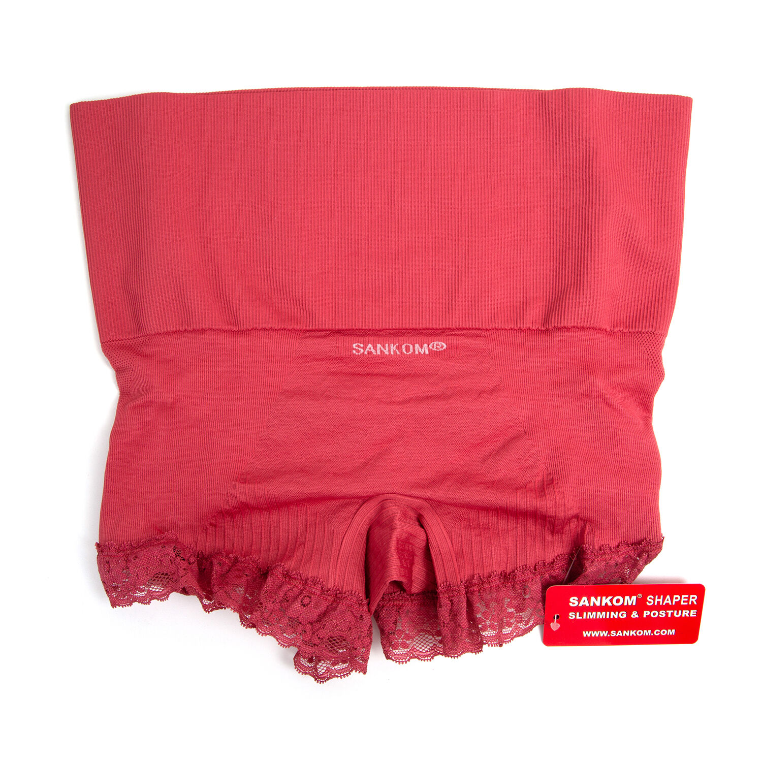 3 Piece Set- Sankom Functional Patent Body Shaper Briefs  with Lace (Size L-XL) (Size 16 to18)- Colour Dark Blue, Taupe Brown and Garnet Pink