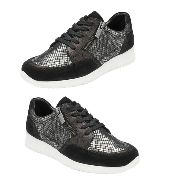 Lotus Snake Print Sheryl Leather Casual Trainers (Size 4) -Black