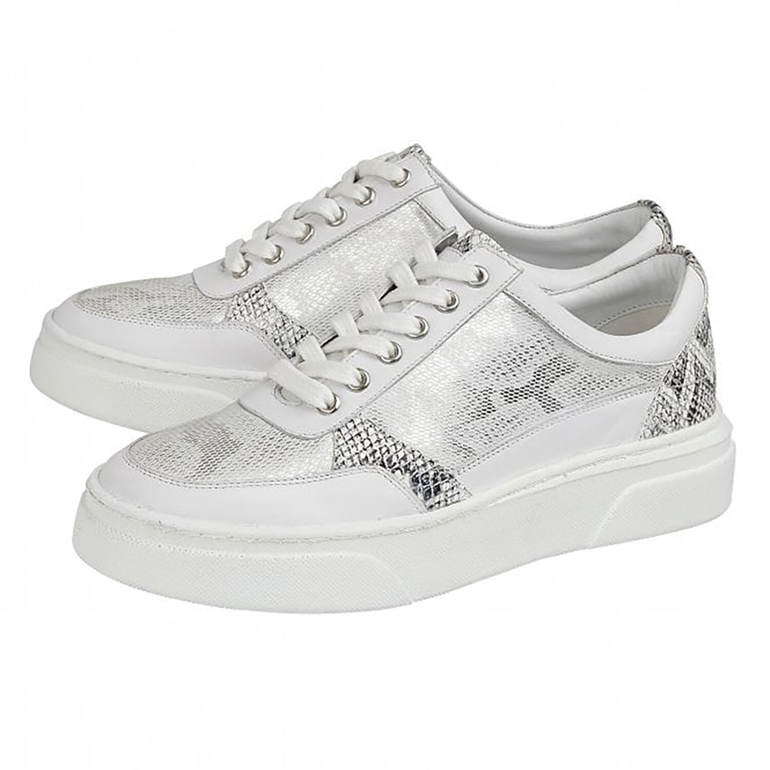 Lotus Stressless Leather Venice Lace-Up Trainers in White Colour