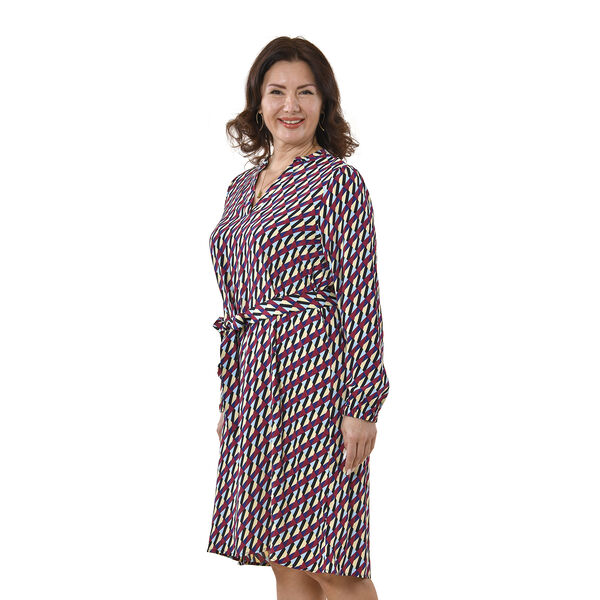TAMSY 100% Viscose Squire Pattern Dress (Size S, 8-10) - Multi