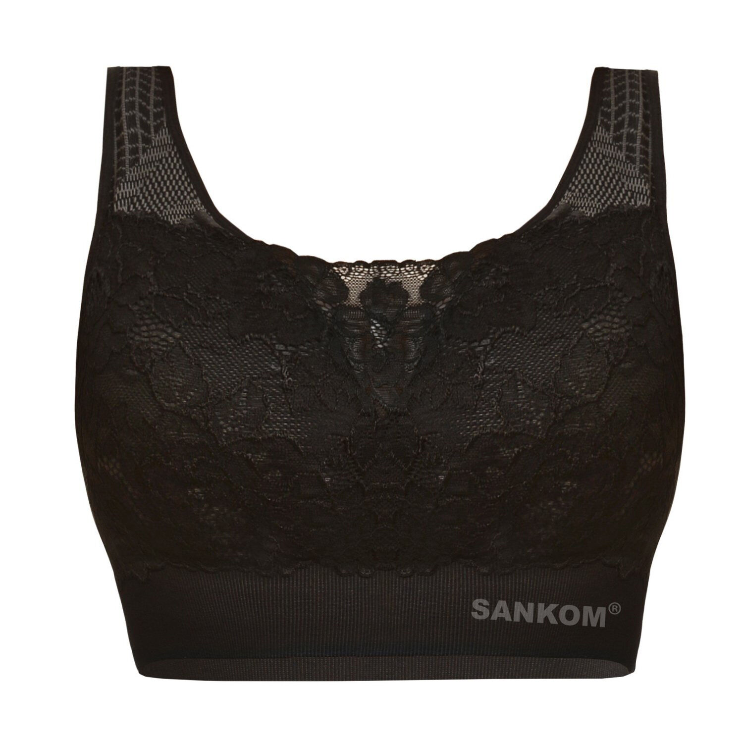 SANKOM SWITZERLAND Patent Classic with Lace Bra - Black (Size S-M, 6-8)