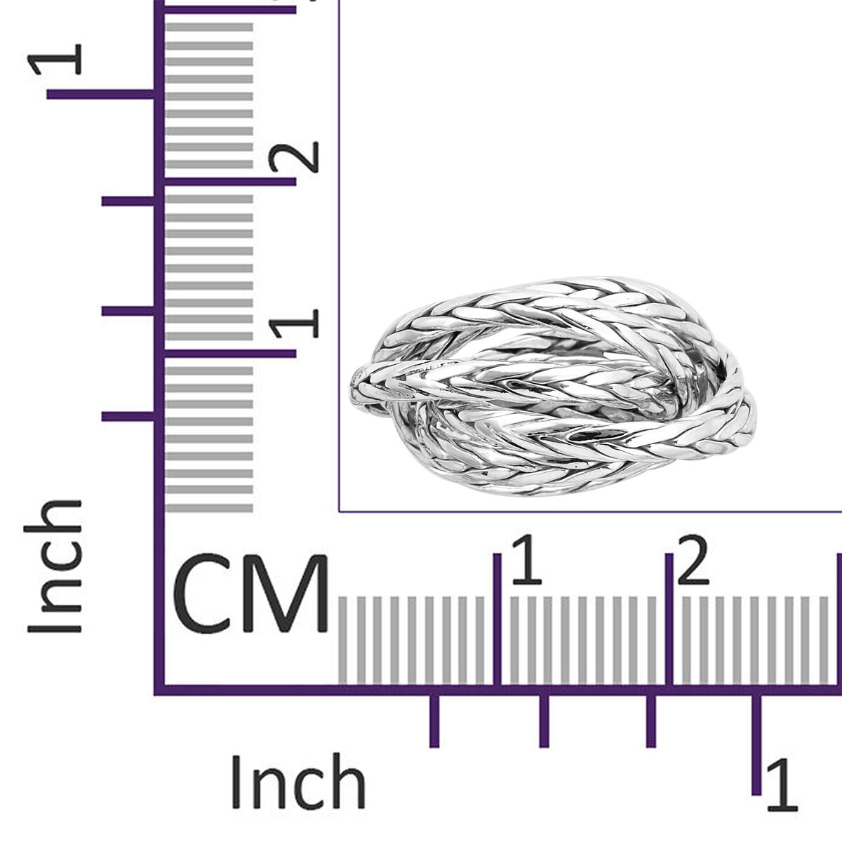 Royal Bali Collection - Sterling Silver Braided Multi Strand Ring, Silver wt 8.70 Gms