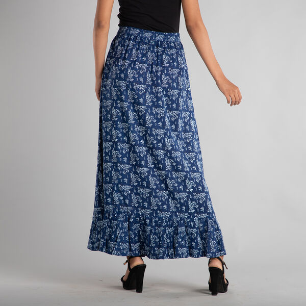100% Viscose Skirt (Size 8, 96x 69 Cm) - Navy Blue