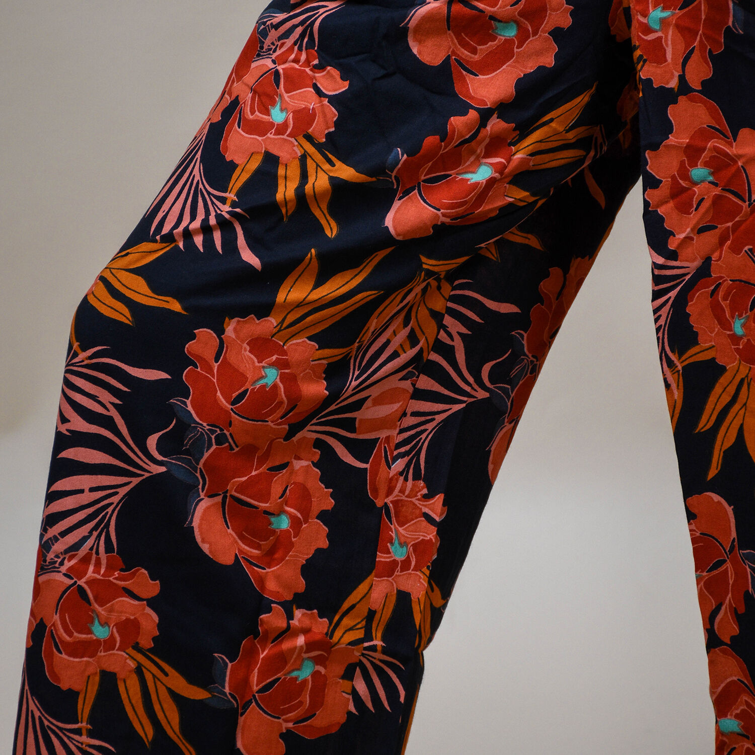 100% Viscose Flower Print Palazzo (Size 12) - Navy