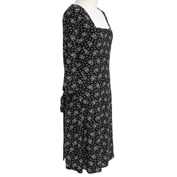 NOVA OF LONDON Floral Pattern Square Neck Swing Dress (Size 18) - Black