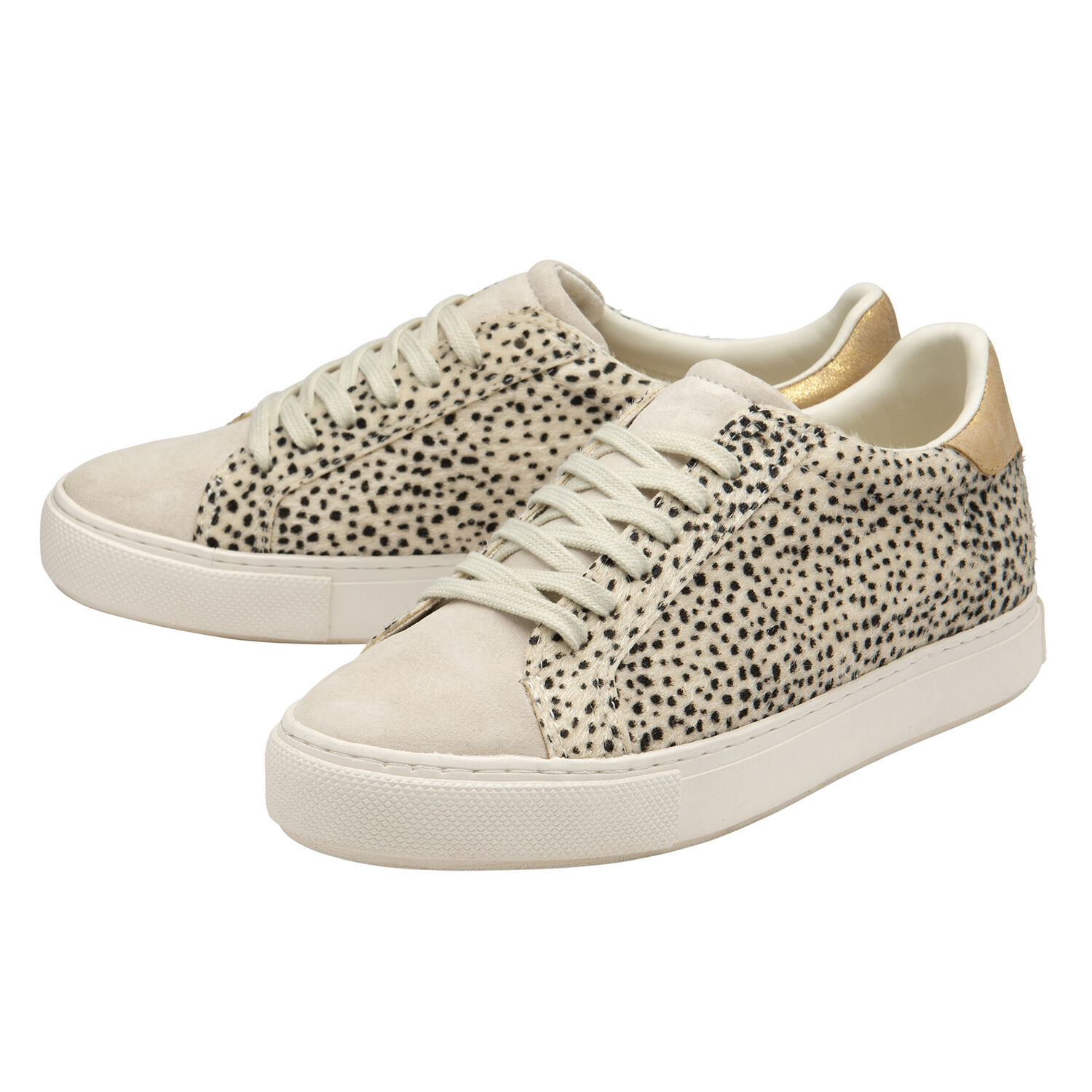 RAVEL Pearl Leopard Print Lace Up Trainer (Size 3) - White