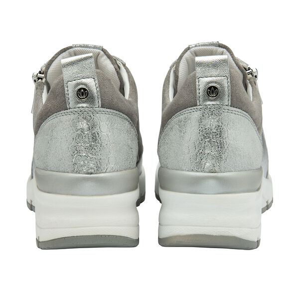 Lotus Sassy Lace-Up Womens Trainers with Functional Outside Zip (Size 3) - Grey & Silver