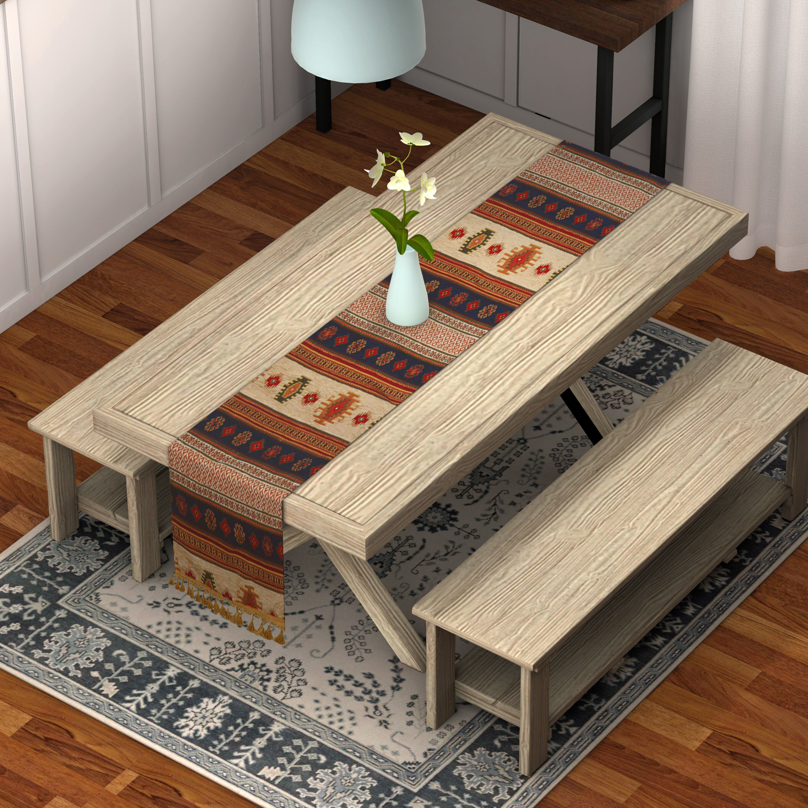 Turkish Handmade Table Runner (Size 180x50cm) - Brown & Multi