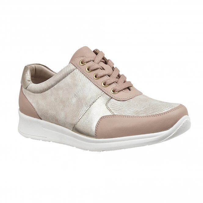 Lotus Stressless Leather Florence Lace-Up Trainers (Size 3) - Pink