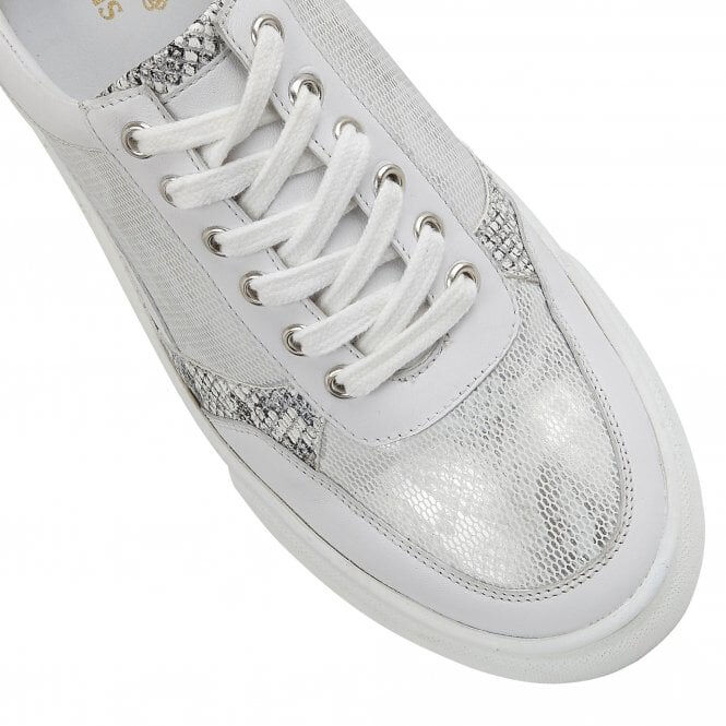Lotus Stressless Leather Venice Lace-Up Trainers in White Colour
