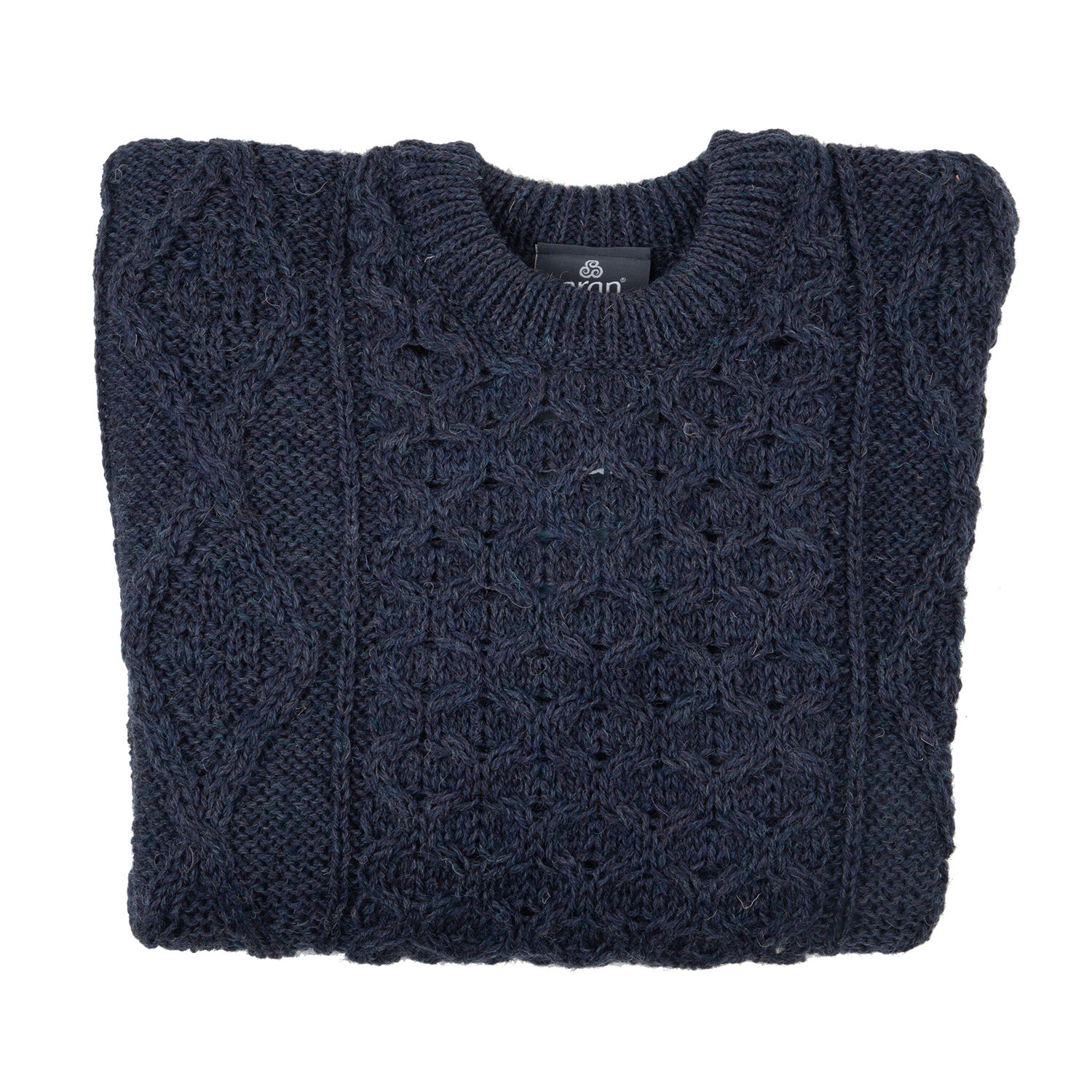 ARAN 100% Pure New Wool Irish Sweater - Blue